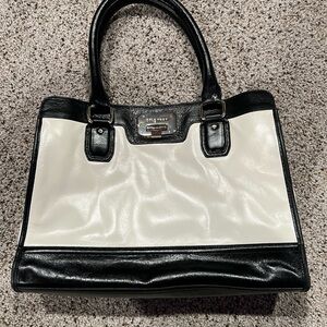 Black and White Cole Haan Shoulder Bag with Adjustable Strap